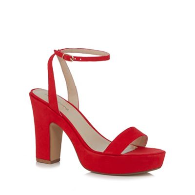 Red 'Hanson' high block heel ankle strap sandals